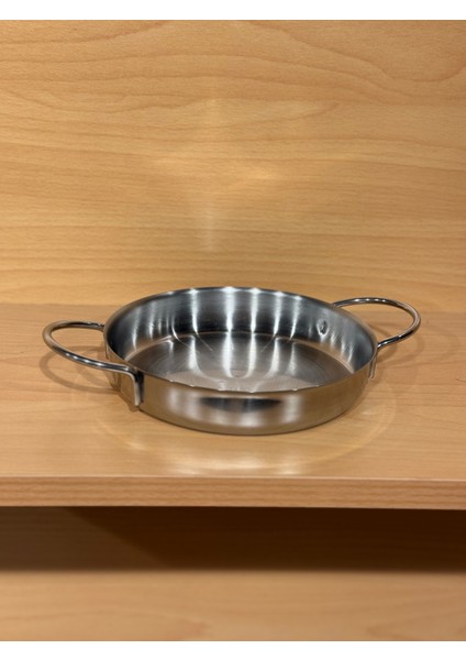 Çelik Çift Kulplu Tabansız Sahan 16 cm