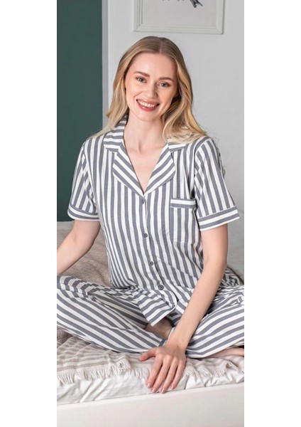 6256 Kadın Çizgili Patlı Pijama Takımı fiyatları