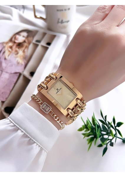 Çelik Kordon 3 Atm Suya Dayanıklı Özel Tasarım Kadın Kol Saat+Bileklik VS.BLKT.0102 fiyatları