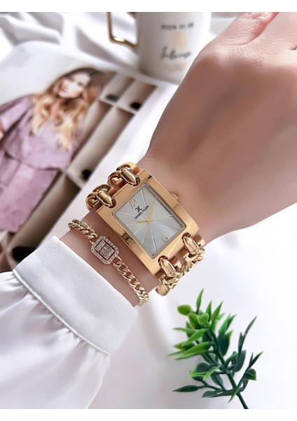 Çelik Kordon 3 Atm Suya Dayanıklı Özel Tasarım Kadın Kol Saat+Bileklik VS.BLKT.0103 fiyatları