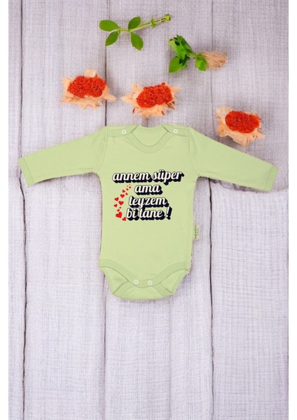 %100 Pamuk Teyzem Bi Tane Baskılı Zıbın & Body
