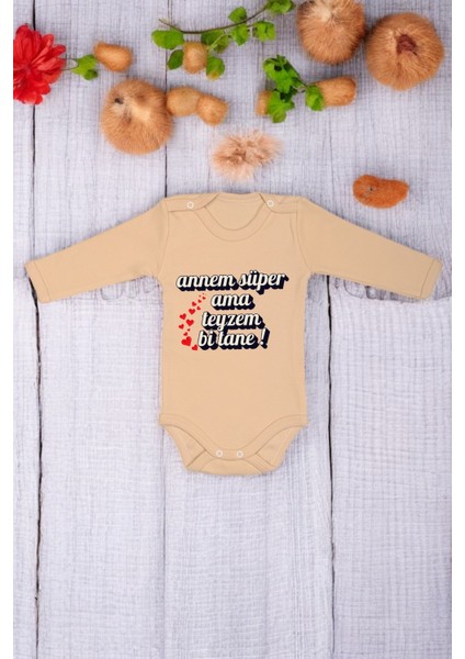 %100 Pamuk Teyzem Bi Tane Baskılı Zıbın & Body