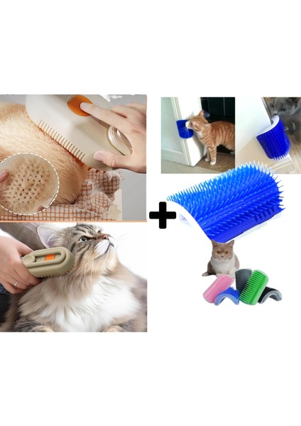 Buharlı Kedi & Köpek Yıkama Fırçası Tarağı Yumuşak Silikon Fırça Kaşınma Aparatı (2 Li Bakım)