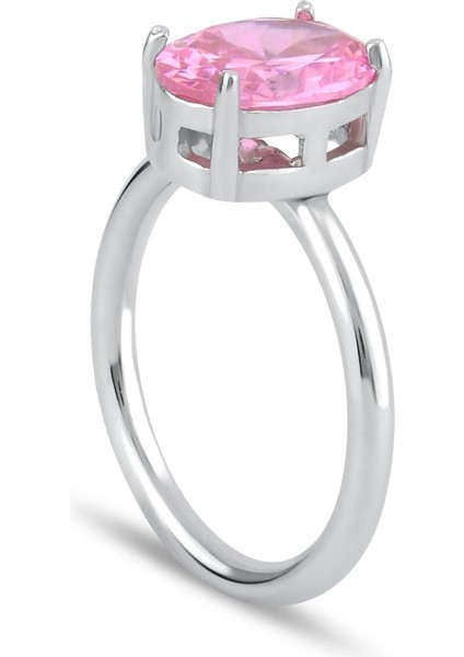 Pink Zirconia Taşlı Oval Kesim Tektaş Yüzük fiyatları