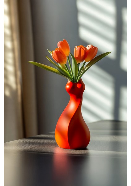 Kıvrımlı Dekoratif Vazo 20 cm - Sert Plastik