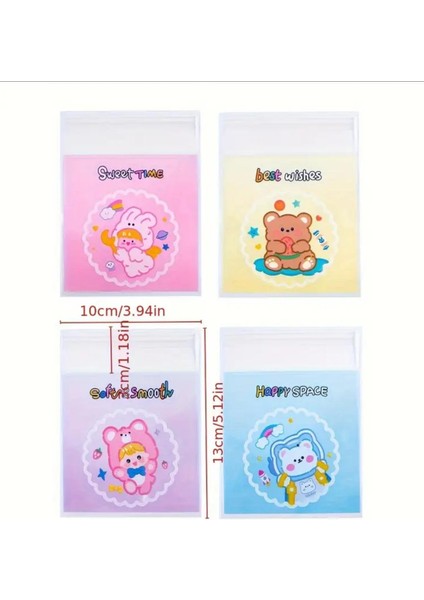 Bantlı Şeffaf Desenli Poşet Opp 10X10 cm 95 Adet fiyatları