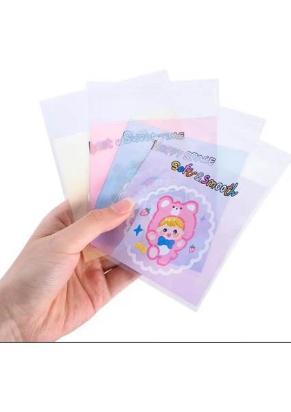 Bantlı Şeffaf Desenli Poşet Opp 10X10 cm 95 Adet modelleri