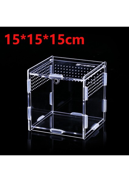 15X15X15CM Tarzı Derlenmiş Akrilik Sürüngen Üreme Kutusu Tank Terraryum Örümcek Kertenkele Akrep Amfibi Nefes Alabilen Terraryum Evcil Hayvan Aksesuarları (Yurt Dışından)