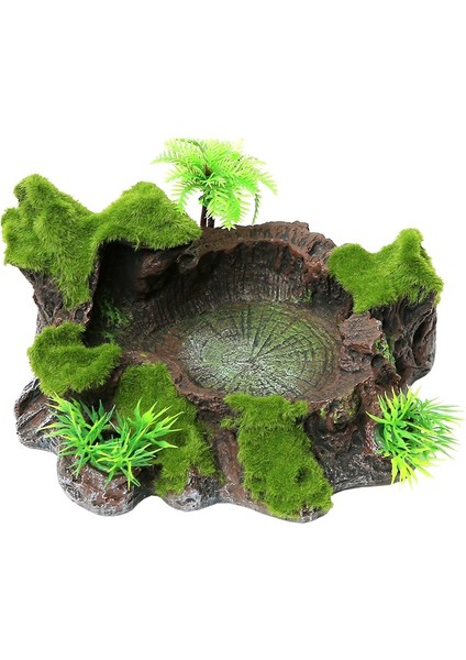 Q4 Stili Sürüngen Yiyecek ve Su Kase Taş Kase Reçine Kaçış Engelleme Solucan Tabak Kertenkele Gecekondu Kase Terraryum Dekor Sürüngen Aksesuarları (Yurt Dışından)