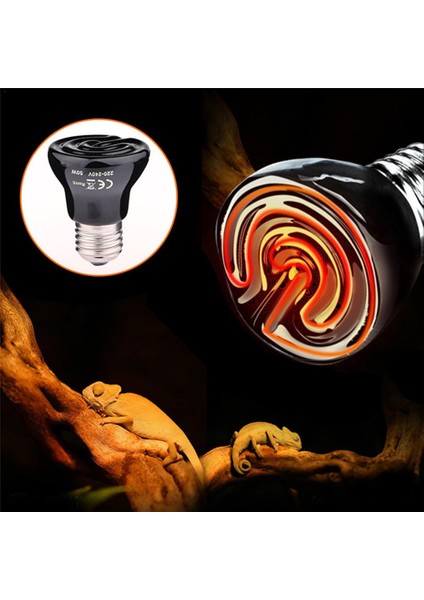 100W Tarzı E27 Uzak Kızılötesi Seramik Evcil Hayvan Isıtma Lambası Kertenkele Kaplumbağa Örümcek Sürüngen Isıtıcı Isıtıcı Işık Ampulü Sıcaklık (Yurt Dışından)