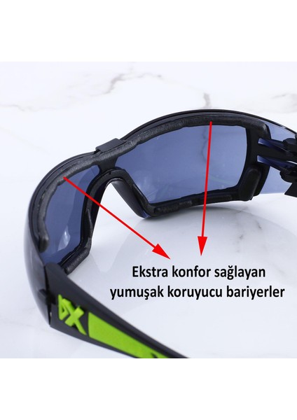 Iş Güvenlik Gözlüğü Buğulanmaz Lazer Uv Koruyucu Toz Korumalı Füme Gözlük Silikon Kulaklık