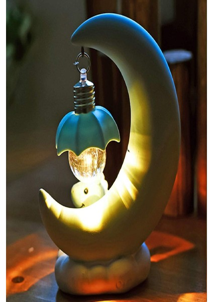 Dekoratif Bebek Çocuk Odası Ay Şekilli LED Gece Lambası Masaüstü LED Işık Masa & Gece Lambası 14 cm