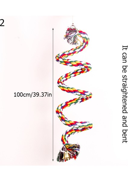 No.2 Tarzı Papağan Kuş Oyuncak Spiral Pamuk Ipi Salıncak Zil ile Tüner Tırmanma Oyuncağı - Kuş Malzemeleri (Yurt Dışından)