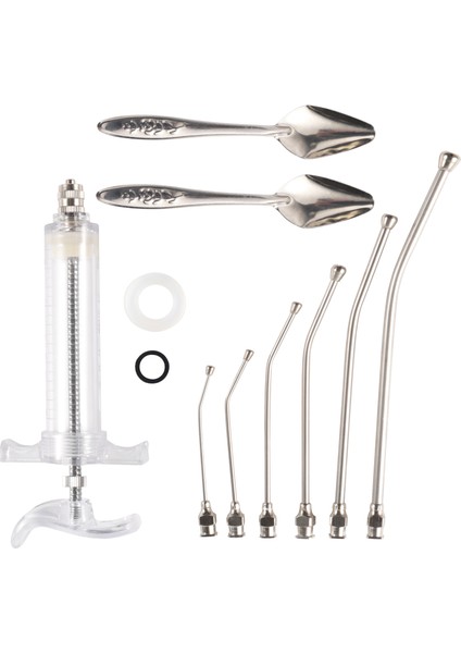 50ML Set Stili Kavisli Gavage Tüpleri Paslanmaz Çelik Metal ml Şırınga Seti Yavru El Ile Besleme Şırınga Seti Çiftlik Kuşu Sofra Takımı (Yurt Dışından) fiyatları