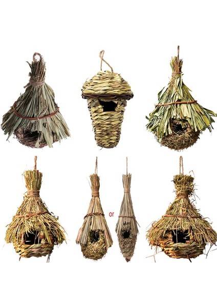 NO.475 Tarzı 7 Stil Kuş Yuvası Doğal Ot Yumurta Kafesi Dış Mekan Dekoratif Örme Asılı Papağan Evi Dro (Yurt Dışından)