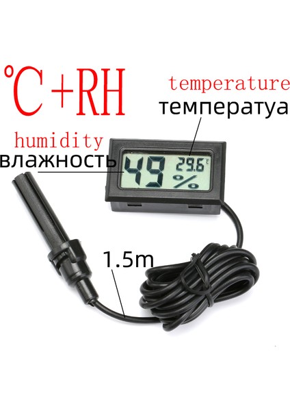 Tel Siyah Stili ile Sürüngen Kaplumbağa Terraryum Akvaryum Tank Aksesuarları Sıcaklık Nem Için Yüksek Hassas Dijital Termometre Higrometre Meter (Yurt Dışından)
