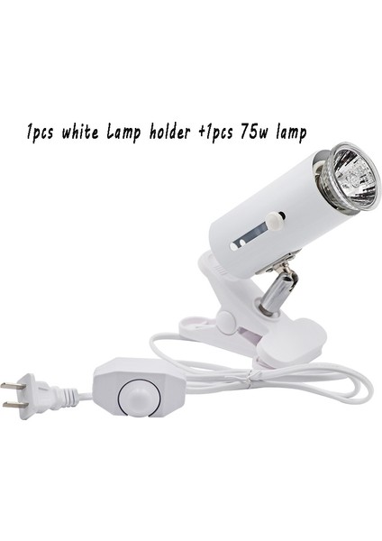 Beyaz ve 75W Lamba Stili Uva Sürüngen Lamba Kiti Klipsli Seramik Işıklı Tutucu Kaplumbağa Isıtma Lambası Seti Sürüngen Aydınlatma 220V (Yurt Dışından)