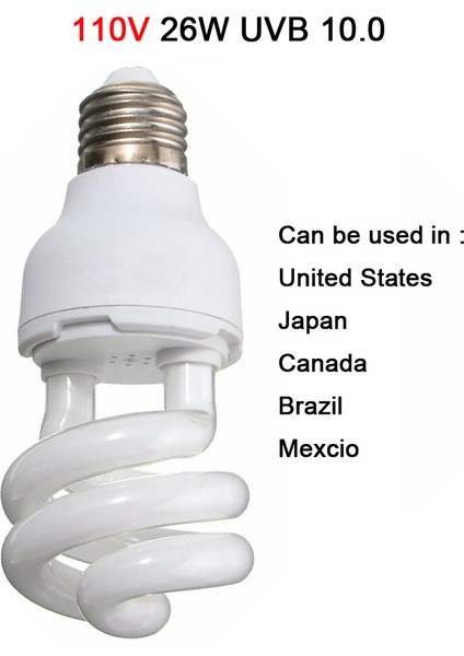 110V 26W UVB10.0 Stili Uvb 5.0 UVB10.0 Sürüngen Lambası Kaplumbağa Uvb Ampulü Kertenkele Yılan Iguanalar Isı Kalsiyum Lambası Işık Enerji Tasarrufu E27 13W 26W 110V 220V (Yurt Dışından)