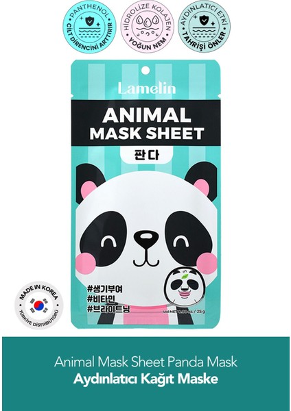 Panda Desenli Eğlenceli, Aydınlatıcı Kağıt Maske Lamelin Animal Panda Mask
