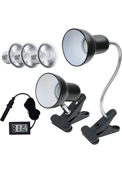 3 Adet 50W Ampul Tarzı Uva+Uvb 3.0 Sürüngen Lambası Tutucu Seti ile Klipsli Termometre Higrometre Kertenkele Kaplumbağa Kaplumbağalar Isıtma Ampulü 220V (Yurt Dışından)