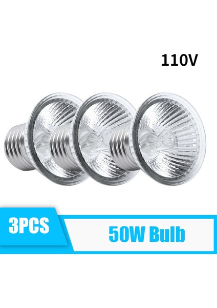 3 Adet 50W Ampul Tarzı 110V Uva+Uvb 3.0 Sürüngen Lamba Seti Klipsli Lamba Tutucu Ampul Termometre Higrometre Kaplumbağa Kaplumbağalar Kertenkele Isıtma Işığı (Yurt Dışından)