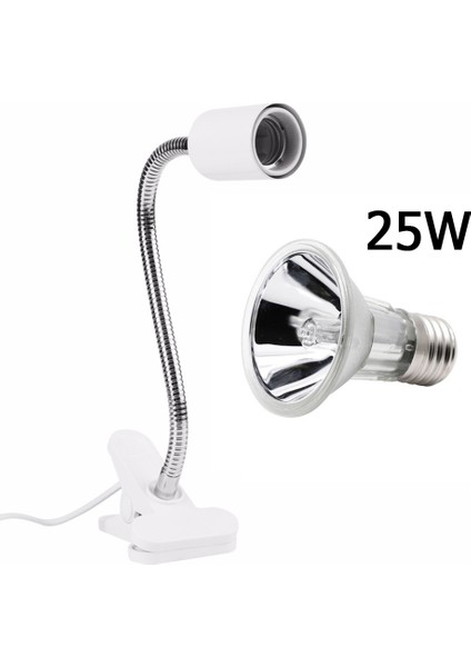 25WBULB Beyaz Tutucu Stili Yüksek Uva+Uvb 3.0 Kaplumbağa Salyangoz Isıtma Lambası Seti ile Klipsli Tutucu Sürüngen Kaplumbağa Isınma Ampulü Sıçramaya Dayanıklı Isı Lambası (Yurt Dışından)