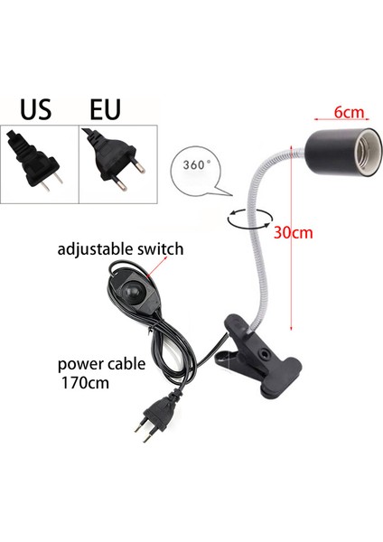75W B Us Plug Stilini Ayarla Kaplama Ampul Lamba Tutucu ve Termometre Higrometre Kaplumbağa Kaplumbağa Isıtma Lambası Kiti 220V'LI Uva + Uvb Sürüngen Lambası Seti (Yurt Dışından) modelleri