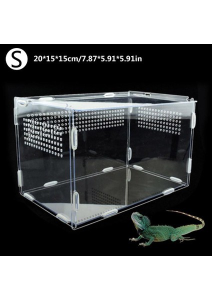 20X15X15CM Stili Şeffaf Büyük Dayanıklı Akrilik Terraryum Sürüngen Kutusu Pet Malzemeleri Soğukkanlı Hayvanlar Sürüngen Evcil Böcek Ev Dekorasyonu (Yurt Dışından)