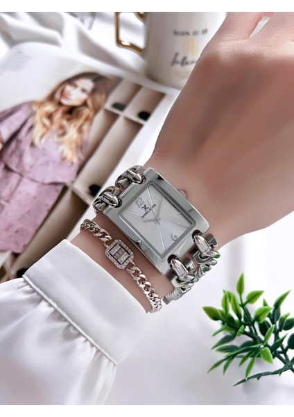 Çelik Kordon 3 Atm Suya Dayanıklı Özel Tasarım Kadın Kol Saat+Bileklik VS.BLKT.0105 fiyatları