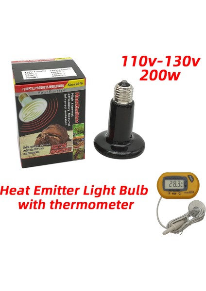 110V 200W ve Metre Tipi 25W~200W 110V 220V Isıtıcı Ampul Termometreli Kertenkele Kaplumbağa Sürüngen Uzak Kızıl Seramik Isıtma Lambası E27 (Yurt Dışından)