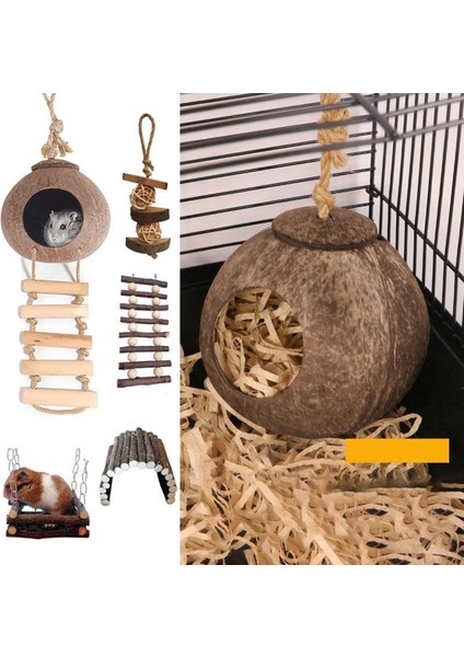C Stili Doğal Hindistan Cevizi Kabuğu Hamster Yuvası Küçük Hayvan Evcil Mağara Yuvası Kamuflaj Kafes Suriye Hamster Erinaceinae Yuvası Evi Çiğneme Oyuncakları (Yurt Dışından) fiyatları