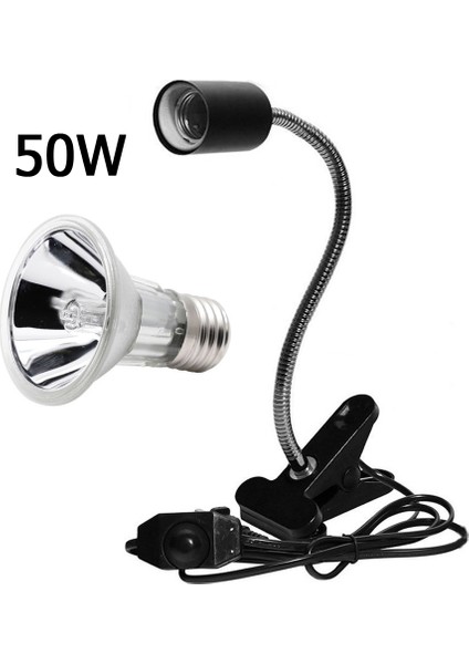 50WBULB Siyah Tutucu Stili Yüksek Uva+Uvb 3.0 Kaplumbağa Salyangoz Isıtma Lambası Seti ile Klipsli Tutucu Sürüngen Kaplumbağa Isınma Ampulü Sıçramaya Dayanıklı Isı Lambası (Yurt Dışından)