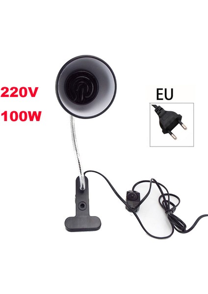 100W Ab Tarzı 50W 75W 100W Mini Evcil Hayvan Sürüngen Isı Lambası Kiti Kelepçeli Işıklar E27 Soket Tutucu Isıtma Lambası Seti Kaplumbağalar Güneşlenme Aydınlatma (Yurt Dışından)