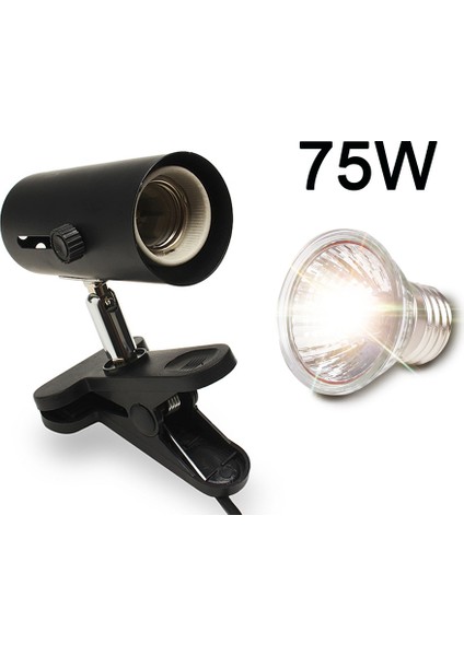 Siyah ve 75W Lamba Stili Sürüngen Lamba Kiti Klipsli Seramik Işık Tutuculu Kaplumbağa Güneşlenme Uv Isıtma Lambası Seti Kertenkele Aydınlatma 220V Uva+Uvb 3.0 (Yurt Dışından)