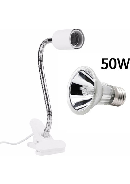 50WBULB Beyaz Tutucu Stili Yüksek Uva+Uvb 3.0 Kaplumbağa Salyangoz Isıtma Lambası Seti ile Klipsli Tutucu Sürüngen Kaplumbağa Isınma Ampulü Sıçramaya Dayanıklı Isı Lambası (Yurt Dışından)