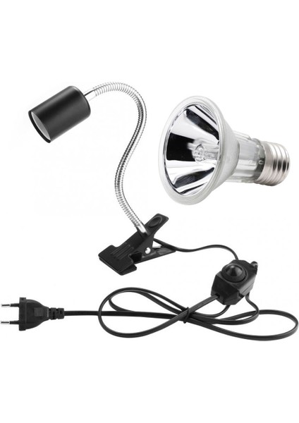 50WBULB Beyaz Tutucu Stili Yüksek Uva+Uvb 3.0 Kaplumbağa Salyangoz Isıtma Lambası Seti ile Klipsli Tutucu Sürüngen Kaplumbağa Isınma Ampulü Sıçramaya Dayanıklı Isı Lambası (Yurt Dışından)