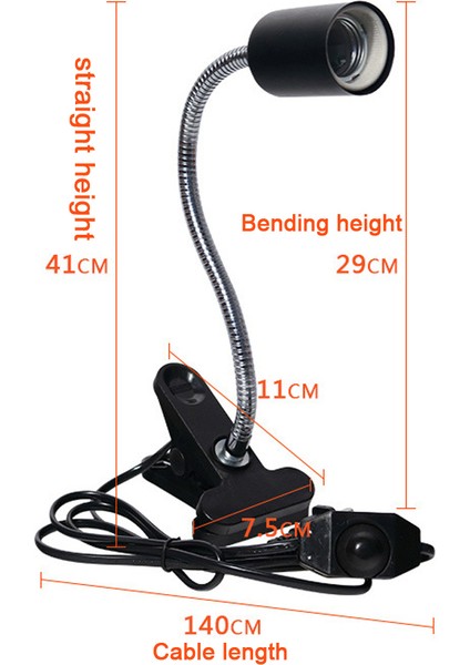 75W ve Beyaz Tutucu Stili Sürüngen Uva Uvb Lambası ile Klipsli Ampul Lamba Tutucu Kiti Kaplumbağa Isıtma Uv Isıtma Lambası Seti Kaplumbağalar Kertenkeleler Işık Aydınlatma (Yurt Dışından)