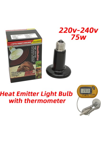 220V 75W ve Metre Tipi 25W~200W 110V 220V Isıtıcı Ampul Termometreli Kertenkele Kaplumbağa Sürüngen Uzak Kızıl Seramik Isıtma Lambası E27 (Yurt Dışından)