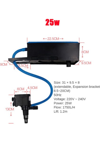 25W Tarzı Ab Pulg Sessiz Akvaryum Filtresi Dış Filtre Balık Tankı Filtresi Akvaryum Sünger Biyokimyasal Kutusu Üst Filtre Oksijen Balık Akvaryum Aksesuarları (Yurt Dışından)