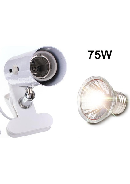 Beyaz ve 75W Lamba Stili Sürüngen Lamba Kiti Klipsli Seramik Işık Tutuculu Kaplumbağa Güneşlenme Uv Isıtma Lambası Seti Kertenkele Aydınlatma 220V Uva+Uvb 3.0 (Yurt Dışından)