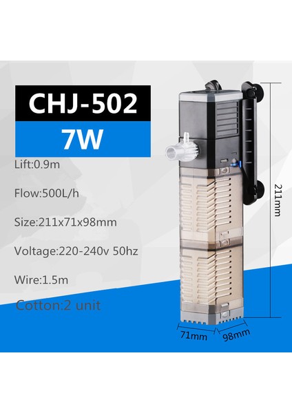 CHJ-502 Stili Ingiltere Adaptör Fişi Akvaryum Filtresi Balık Tankı Filtresi Hava Pompası Hava Oksijen Artışı Akvaryum Iç Filtre Akvaryum Pompası Filtre (Yurt Dışından)