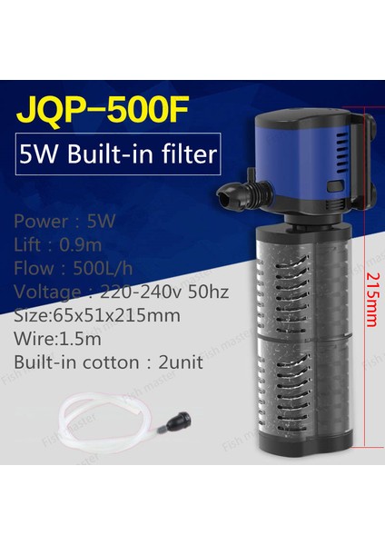 JQP-500F Stili Ingiltere Adaptör Fişi Akvaryum Filtresi Yuvarlak Kaplumbağa Balık Silindir Mini Su Arıtıcı Entegre Filtre Üçlü Ultra Sessiz Oksijen Akvaryum Filtresi (Yurt Dışından)