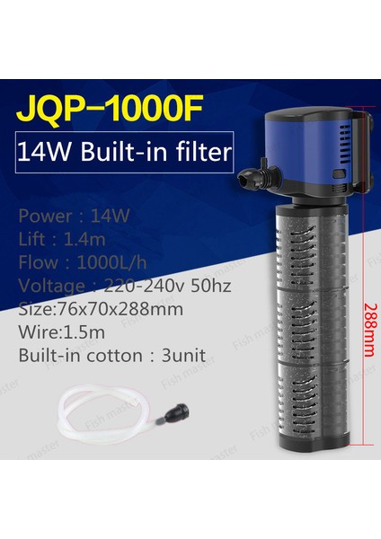 JQP-1000F Stili Au Adaptör Fişi Akvaryum Filtresi Yuvarlak Kaplumbağa Balık Silindir Mini Su Arıtıcı Entegre Filtre Üçlü Ultra Sessiz Oksijen Akvaryum Filtresi (Yurt Dışından)