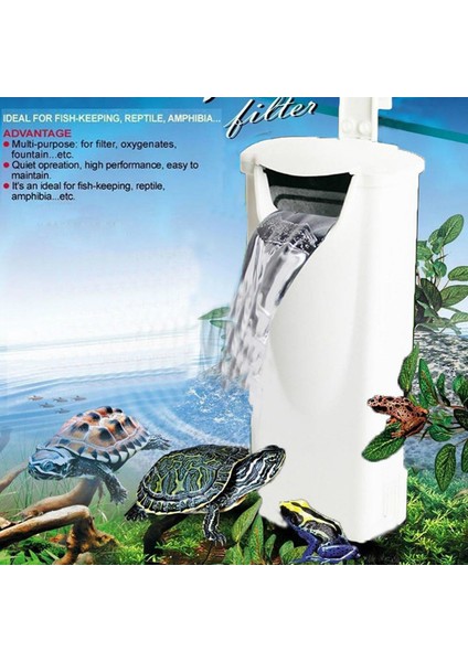 Sadece 2 Ped Stili Ingiltere Fişi 220V Şelale Akvaryum Filtresi Asılı Kaplumbağa Balık Tankı Düşük Su Seviyeli Filtre Oksijen Pompası Balık Kaplumbağa Sürüngen Malzemesi 3W 200LH (Yurt Dışından)