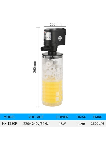 HX-1280F Stili Ingıltere Fişi Akvaryum Çok Fonksiyonlu Filtre Pompa Oksijen Balık Tankı 4 Katlı Filtre Akvaryum Iç Filtre Malzeme Hava Pompası (Yurt Dışından)