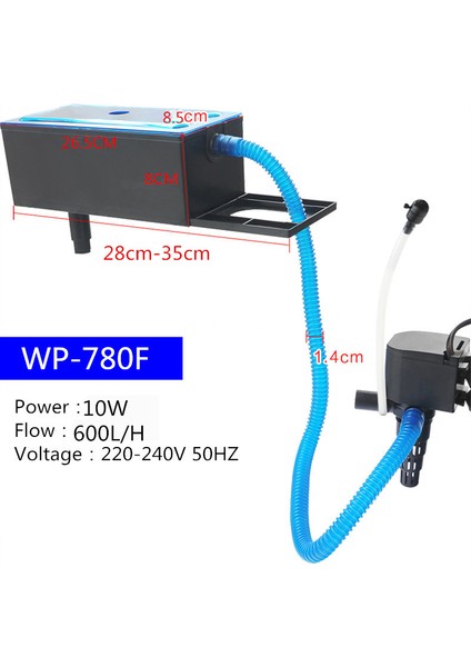 WP-780F Stili Ingiltere Adaptör Fişi 3ü 1 Arada Iç Akvaryum Filtresi Balık Tankı Daldırma Pompa Üst Filtre ile Filtrasyon Oksijen Su Dolaşımı (Yurt Dışından)