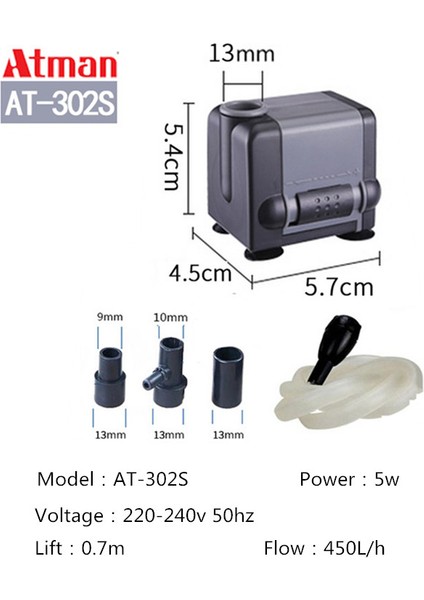 AT-302S Stili Au Adaptör Fişi Atman AT-301 AT-302 AT-303 AT-304 AT-305 AT-306 Akvaryum Su Pompası 220V Akvaryum Pompası Akvaryum Balığı Için Daldırma Pompası (Yurt Dışından)