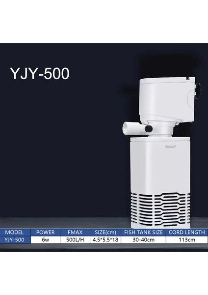 YJY-500 Tarzı Akvaryum Filtre Pompası 3ü 1 Arada Balık Tankı Daldırma Hava Oksijen Iç Pompa Akvaryum Hava Oksijen Pompası Sessiz Daldırma Pompa (Yurt Dışından)