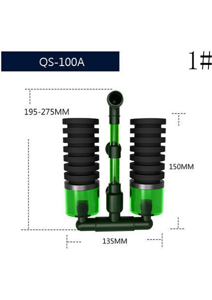 QS-100A Stili Çift Başlı QS-200A Biyokimyasal Sünger Filtre Pratik Akvaryum Ekipmanı QS-100A Balık Tankı Aksesuarları Emici Güvenli Süngerler (Yurt Dışından)