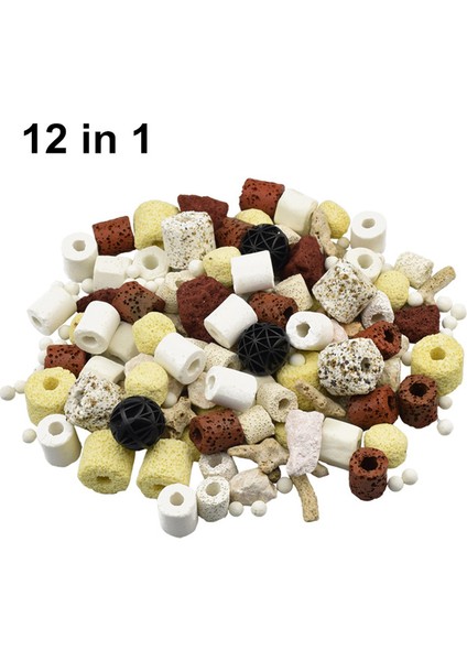 12 In 1 Tarzı 250G 12-In-1 Balık Tankı Filtre Malzemesi Seramik Aktif Karbon Biyokimyasal Top Orta Boy Akvaryum Aksesuarı Hediye ile Net Torba 500G (Yurt Dışından)